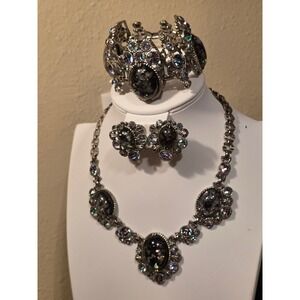 Selro Corp Confetti Rainbow Rhinestone Necklace Bracelet Earring Muesum Set of 3